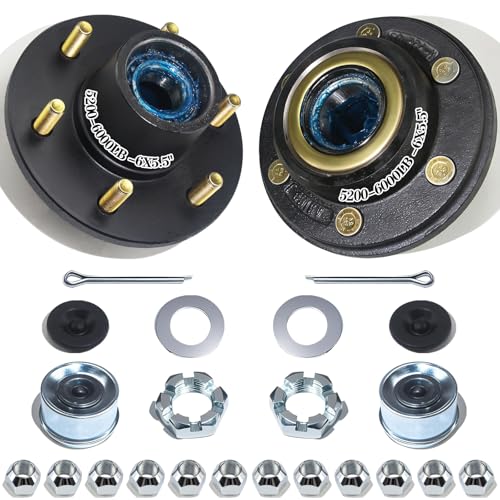 OZISENS 2 Sets 5200-6000lbs Trailer Hub Kits 6 Bolt 5.5,Trailer Axle Kit for 1.25'' to 1.75'' 42 Tapered Spindle,Pre- Lubrication 25580 15123 Bearings Trailer Idler Hub Kit.