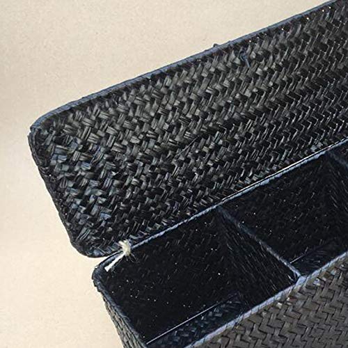 Fransande la Bo?Te Opbergmand met 3 vakken, rieten mand, met deksel, voor verschillende voorwerpen, bureau-organizer - Image 4