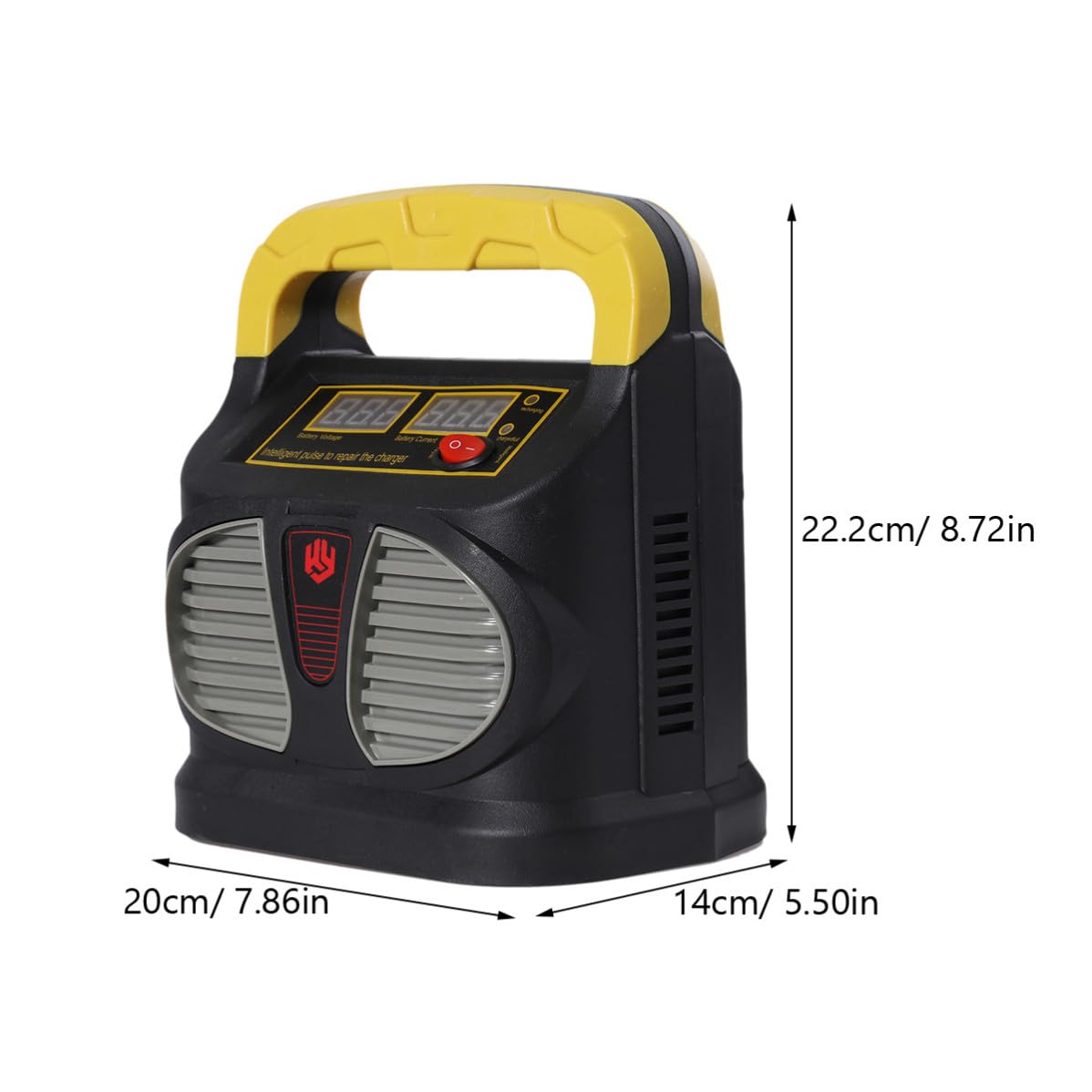 LABRIMP Caricabatteria Intelligente 12v 24v per Batteria Veicoli a Due Ruote e Auto, Design Portatile con Display Lcd, di Uscita 15a, Compatibile con Capacità 6-200ah