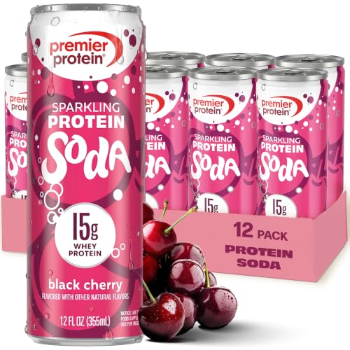Image of Premier Protein Sparkling Protein Soda, Black Cherry, 15g Whey, 12 Pack