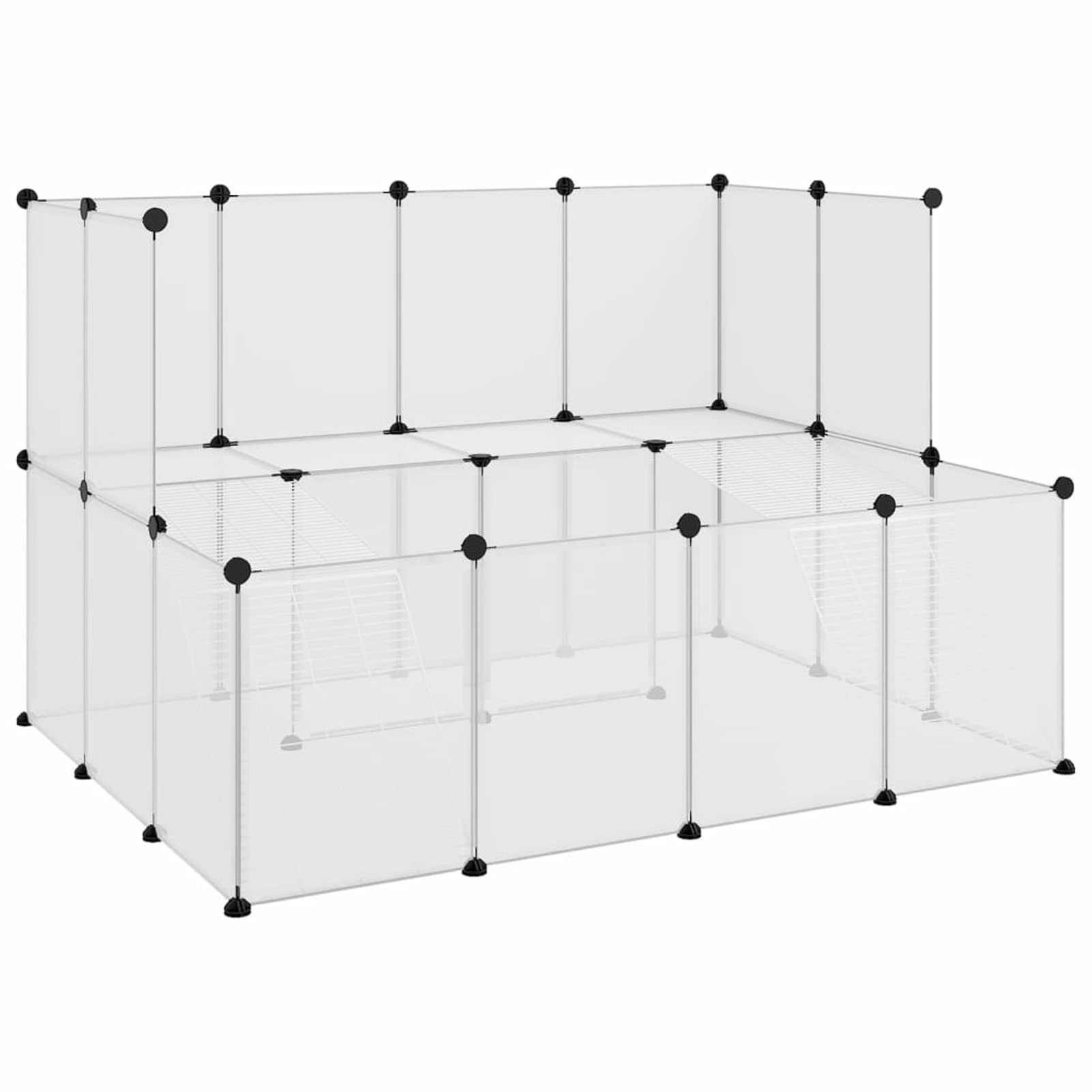 Recinto per Cani da Giardino, Gabbia per Conigli, Recinto per Animali Domestici, Gatti, Cuccioli, Porte con Chiavistello e Parasole, in Fili Metallici,Gabbia per Piccoli Animali Trasparente 1