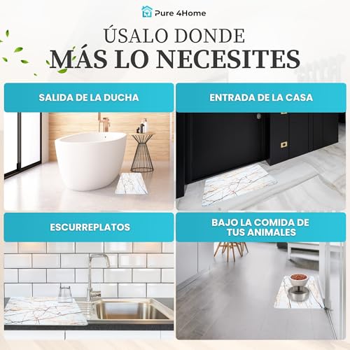Miniatura 7 de Pure 4home - Alfombra Diatomita Baño De Piedra, Secado Rapido Ultra Absorbente Y Antideslizante, 60cmx39cm Alfombrilla Diatomita De Piedra Para Baño Stone Bath Mat Quick Dry