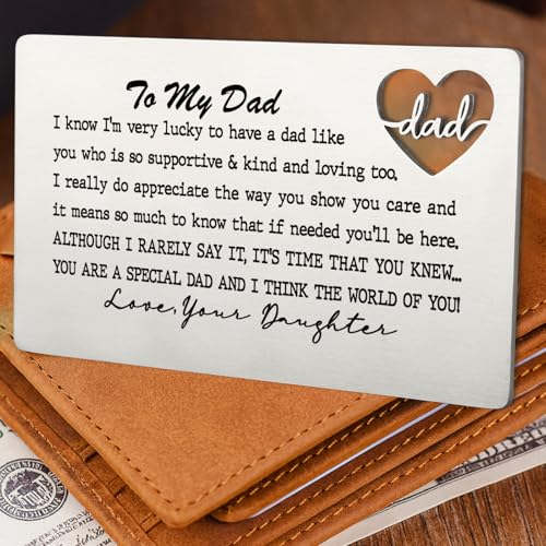 Image of YODOCAMP Dad Appreciation Wallet Card, Thank You Gift from Daughter, Encouraging Greeting Card for Father, Everyday Reminder of Love and Gratitude, Pocket Size Message Card QBK18