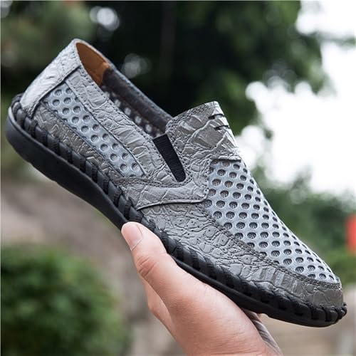 Mens Loafers Shoe Breathable Lightweight Stitching Details Driving Loafers Flat Heel Anti-Slip Slip Resistant Walking Prom Slip-ons3