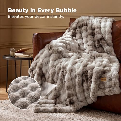 Image of Bedsure GentleSoft Tie-dye Brown Fluffy Fuzzy Throw Blanket, Soft Cozy Fleece Faux Fur Blanket for Couch, Brown Room Decor Coloring Bed Cover, Thick Warm Plush Women Men Birthday Gifts