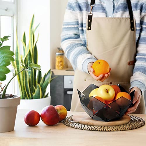 Nutriups Rustless Fruit Bowl, Diamond-Shaped Hollow Out Draining Fruit Basket For Kitchen, Sturdy Plastic Fruit Organizer For Kitchen Counter,Multipurpose Berry Bowl, Blue #TOP3
