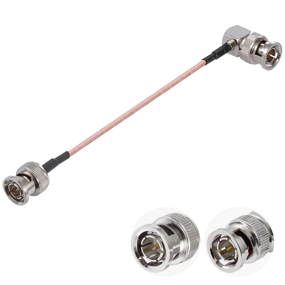 Vecys BNC Male to BNC Male Right Angle Cable 75ohm BNC Male to Male Right Angle HD-SDI RG179 RF Coaxial Pigtail Jumper Cable 12"/30cm for VCR Camera Marine CB Radio CCTV Monitor