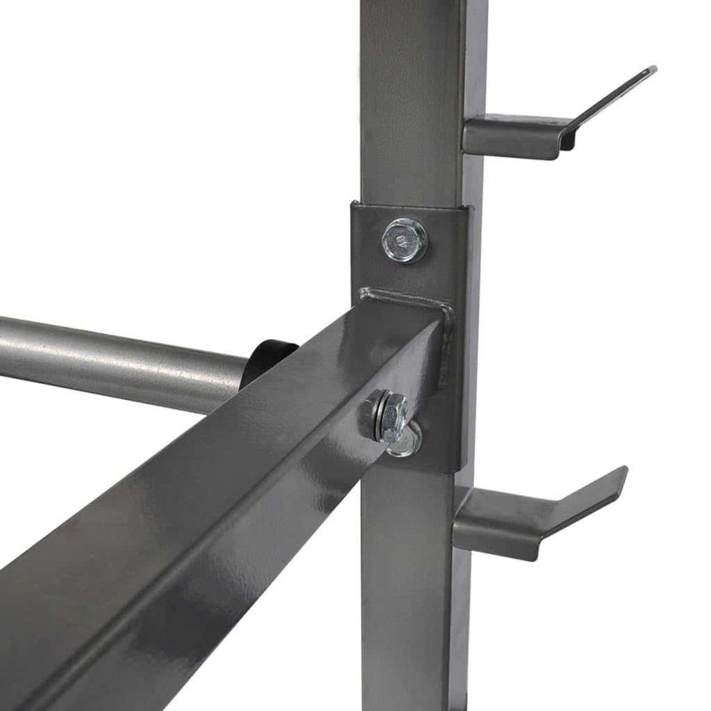 Generic Soporte de barra compatible con mancuernas de neopreno y hierro fundido, marco de acero pesado con una carga máxima de 300 Kg, Base antideslizante, Gris, 49 X 100 X 95 Cm, 7 Ronda