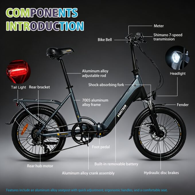 Kangaroo Vélo Électrique Pliant 43,2V 250W avec Batterie 16Ah