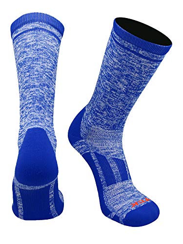 TCK Heathered Crew Socks (Royal/White, Medium)