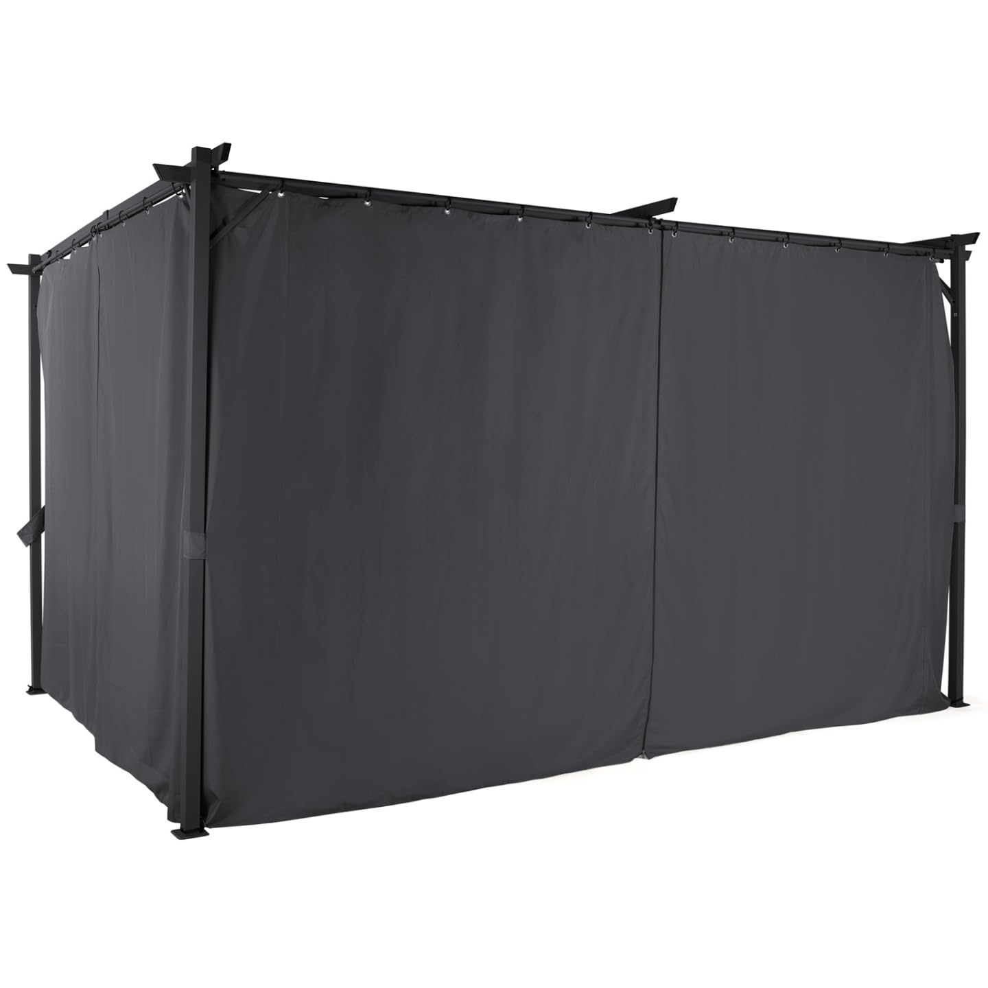 Pergola Con Tetto Retrattile 3x4m E 4 Tende | Grigio Antracite | Struttura Metallica | Per Giardino - Foto 6