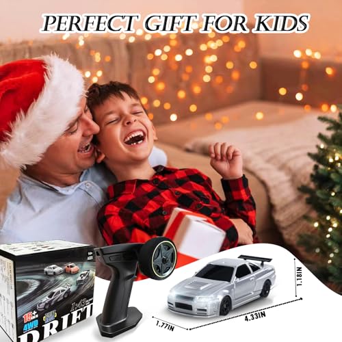 Image of 1 /43 Mini RC Drift Car with Gyroscope, 2.4GHz 4WD Full Proportional High Speed Micro Hobby RC Cars with Lights Racing Tires, Fast Small Remote Control Car, Toy Model Gift for Adults Kids Boys Girls