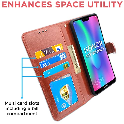 Image of Pikkme Honor 9N Flip Case Leather Finish | Inside TPU with Card Pockets | Wallet Stand and Shock Proof | Magnetic Closing | Complete Protection Flip Cover for Honor 9N (Brown)