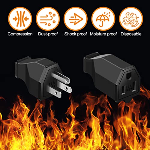 Image of Treela 20 Pcs Extension Cord Plug Replacement Male and Female Extension Cord Ends 125v 15a 2 Pole 3 Wire Male and Female Connector Straight Plug Replacement Compatible with Nema 5-15p and 5-15r 1875w