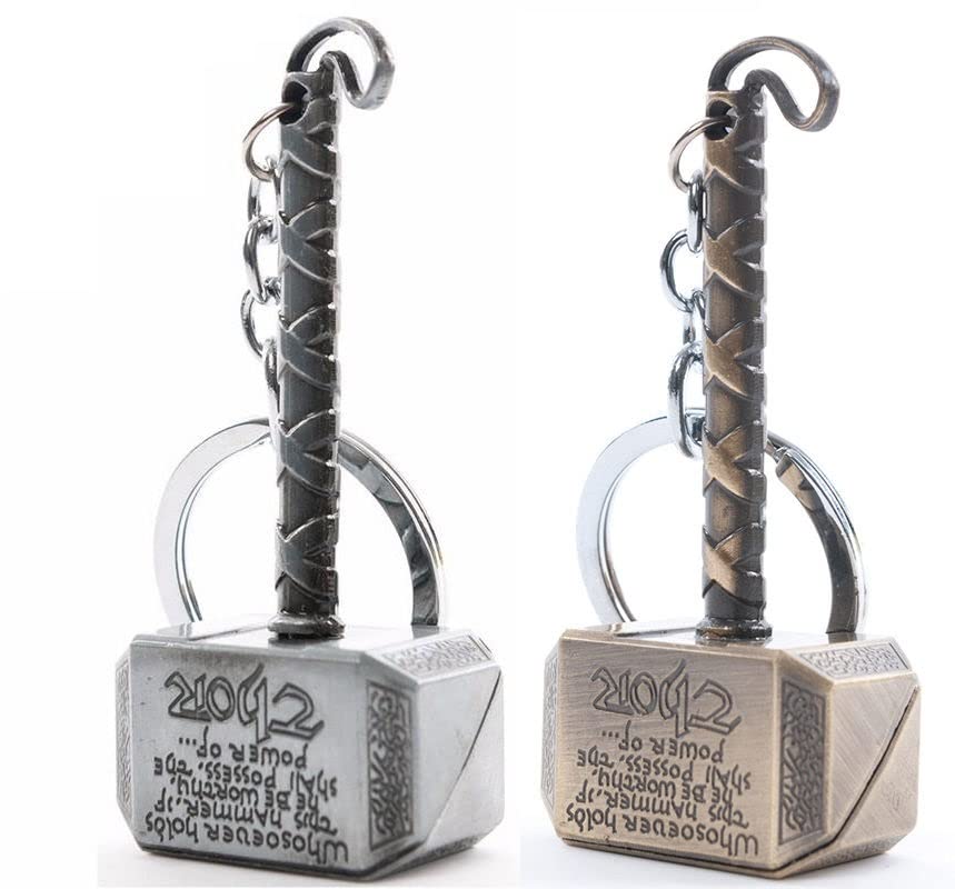 Multibao Marvel Avengers Thor Mjolnir Hammer Keyring Key Ring Chain Gadget Desk Toys Top Focus Spiral Twister Fingertip Gyro Stress Relief ADD ADHD EDC Anti Anxiety Gift