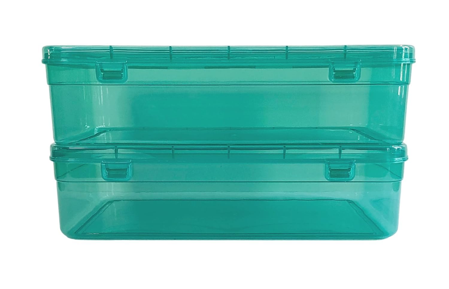 Ewings reen Plastic Large Storage Boxes - Set of 2, Sturdy, Rectangular, Casual Style, 11.5x7.5x2.75 inches