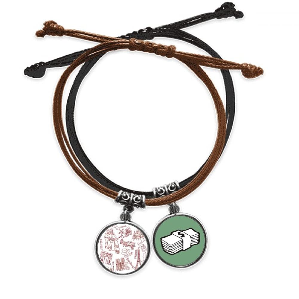 Pulsera de Francia con dijes del Arco del Triunfo Louvre y Torre Eiffel 3