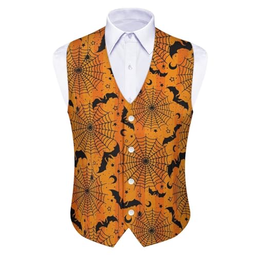 Halloween Men's Suit Vests Lightweight Mens Suit Vests for Casual Party Slim Fit V-Neck Waistcoat With Back Strap