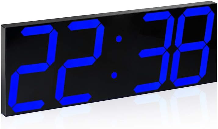 Large LED Digital Wall Clock Jumbo Larger Numbers Alarm Clock with Remote Control,Thermometer, Calendar, Snooze, Alarm, Countdown, Hours/Minutes (Blue)