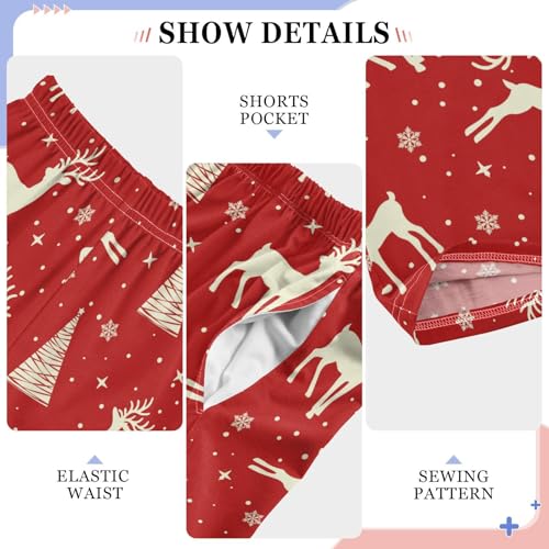 Reindeer Snowflake Boys Long Pants Soft Trousers Elastic Waist Kids Lounge Bottoms with Pockets S-XL4