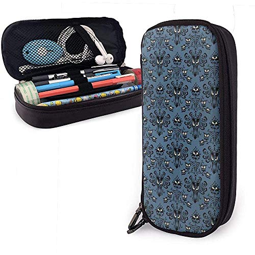 Preisvergleich Produktbild Haunted Mansion Blue Leder Federmäppchen, Bleistiftbeutel Stifthalter Stationäre Tasche