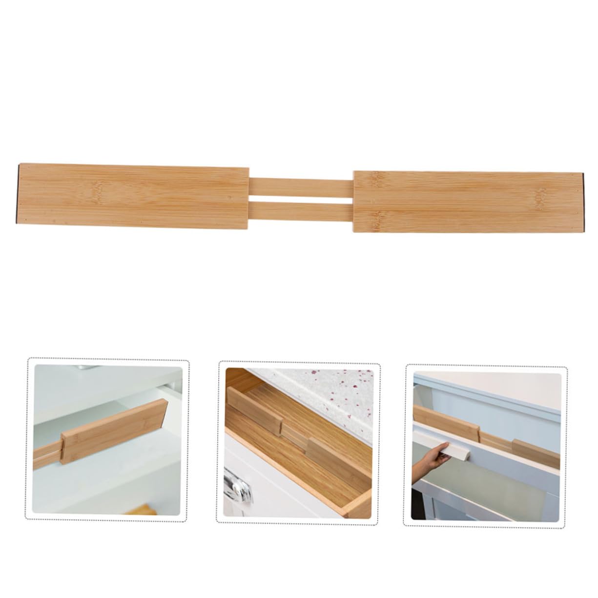 Holibanna 2stücke Verstellbarer Bambus Schubladentrenner Ausziehbare Küchenschrank Organizer Trennwände Praktische Besteckeinteilung Für Küche Bad Und Büro Langlebig Und Platzsparend