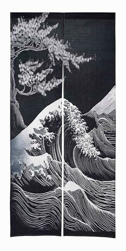 next.design Noren Japanese Style Doorway Curtain with a Picture of Mt.Fuji Mountain Fuji Ukiyoe Printed on it (pattern2)