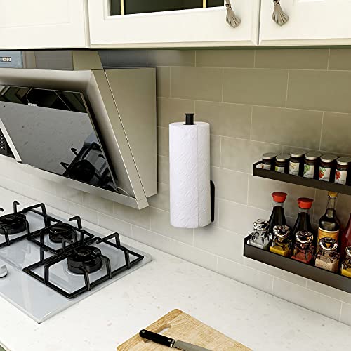 Foto von Schwarzer Küchenrollenhalter Ohne Bohren, OBODING, Selbstklebender Papierhandtuchhalter an der Wand Montiert für Küche und Badezimmer (Schwarz)