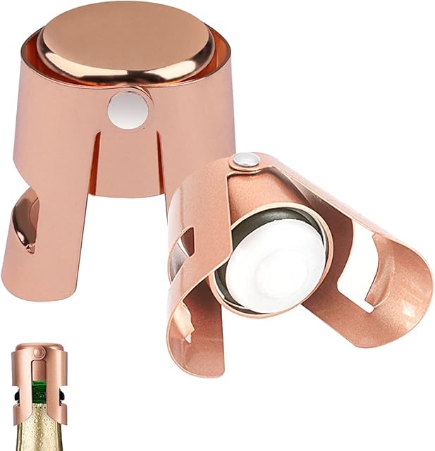 2 Pcs Champagne Stopper, Stainless Steel Vacuum Sealed Wine Prosecco Bottle Sealer Stoppers