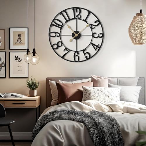 Image of Morden Metal Wall Clock for Living Room, Bedroom, Office, Kitchen, Stylish Wall Clock for Home and Hall, Designer Big Size Modern (DA-240, 50 CM)