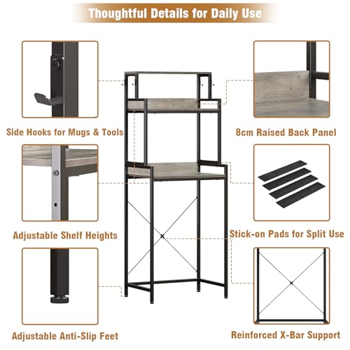 Espelism 3-Tier Kitchen Bakers Rack with Adjustable Shelves, Freestanding Kitchen Microwave Stand with Storage, Split Design Coffee Bar Shelf for Home Office (Black Oak, 25.6") by Espelism - Used condition - Image 6