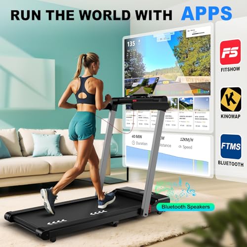 ORISYN Cinta de Correr para el Hogar, Plegable, 1-12 km/h, Tapiz de Caminar 3 en 1 con Pantalla LED Doble, 12 Programas y Control Remoto, Compatible con la Aplicación - Imagen 5