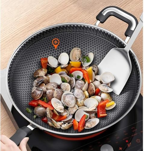 Wok pan de acero inoxidable de 12 pulgadas con tapa miniatura 7