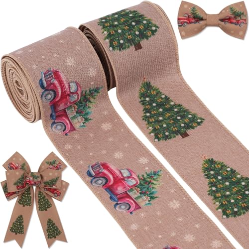 YKW 2 Rolls Vintage Christmas Ribbon Set -2.56' x...