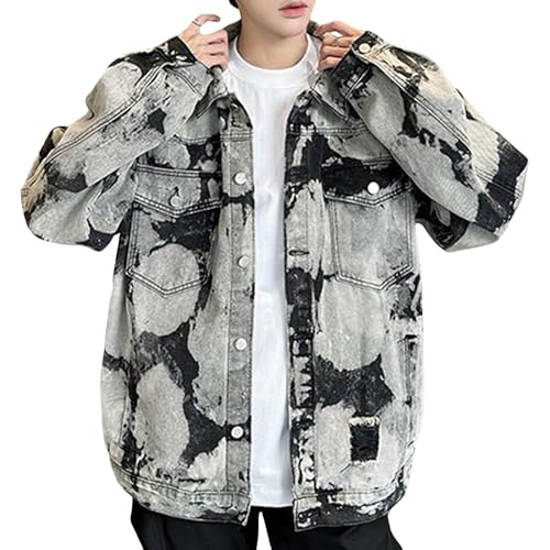 Veste en jean pour homme tie-dye style vintage 2025
