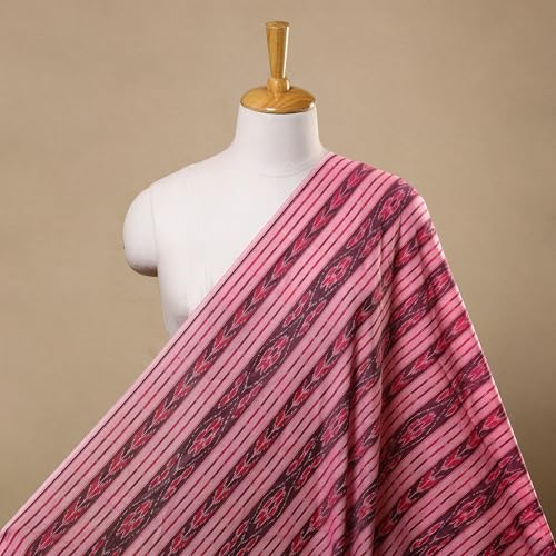 Image of Premium Sambalpuri Ikat Weave Pure Handloom Cotton Shirt Fabric - Authentic Odisha Traditional Tie-Dye Craft, Soft & Breathable Natural Cotton Material for Custom Tailoring, Casual & Formal Wear