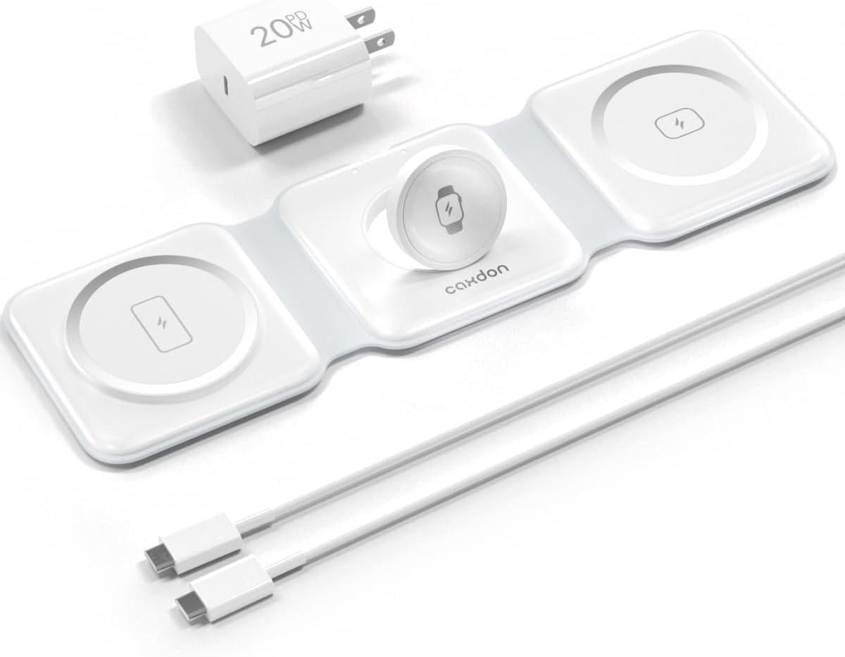 3-in-1-Wireless-Charger-for-Magsafe-for iPhone 16, Apple Watch S10, AirPods 4, Foldable-Travel-Charging-Station with Evolved Pro Magnetic Pad, Portable Essentials (White) 3-in-1-Wireless-Charger-for-Magsafe-for iPhone 16, Apple Watch S10, AirPods 4, Foldable-Travel-Charging-Station with Evolved Pro Magnetic Pad, Portable Essentials (White)