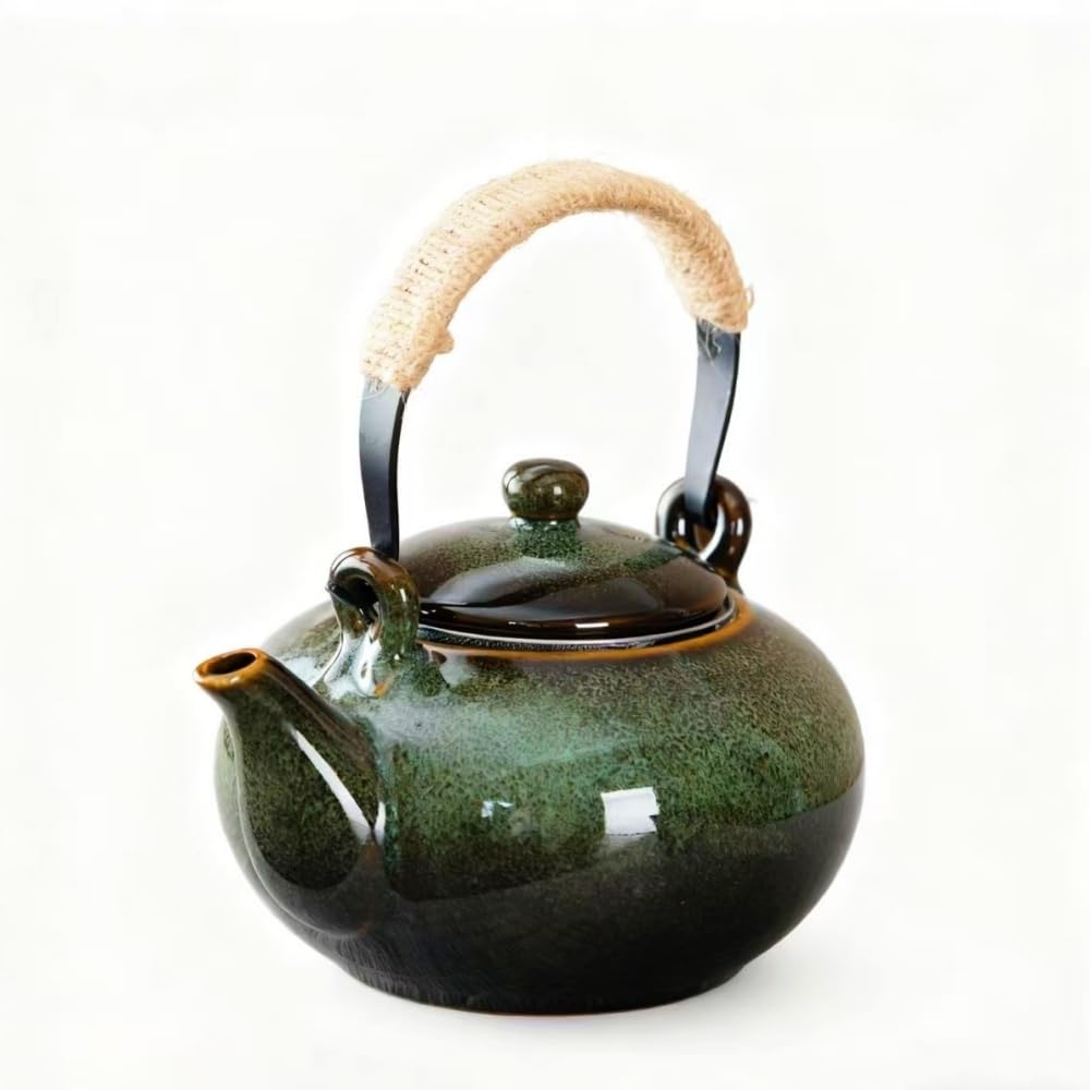 Japanese Teapot with Infuser Ceramic Tea Pot with Removable Stainless Steel Filter for Loose Tea 25 OZ/750ml for Office Home Men Women as Gift Green
