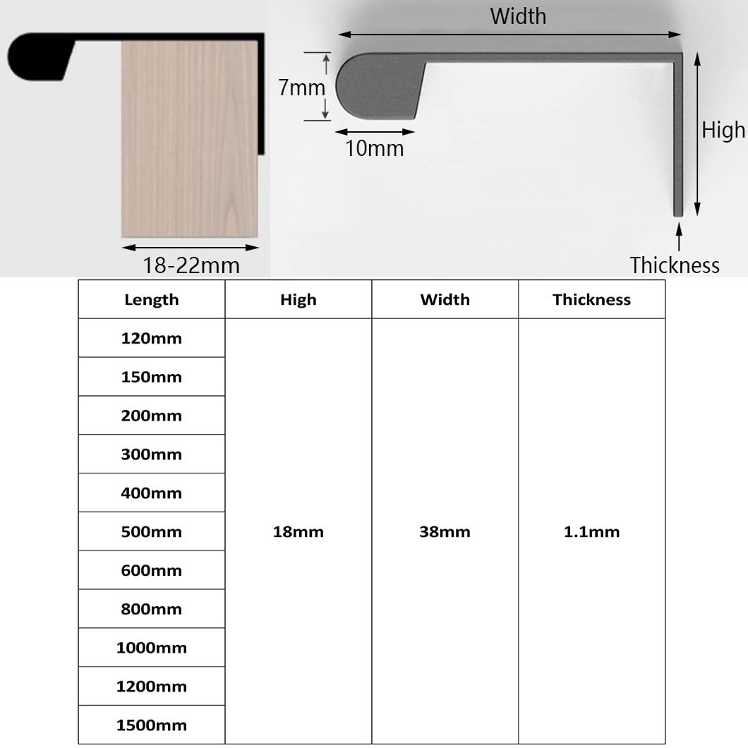 Maniglie Nascoste per Mobili Maniglie delle Porte del Guardaroba in Oro Maniglia per Armadio da Cucina da 2 Pezzi Maniglie per Cassetti Extra Lunghe, Lega di Alluminio (Length 1000mm)
