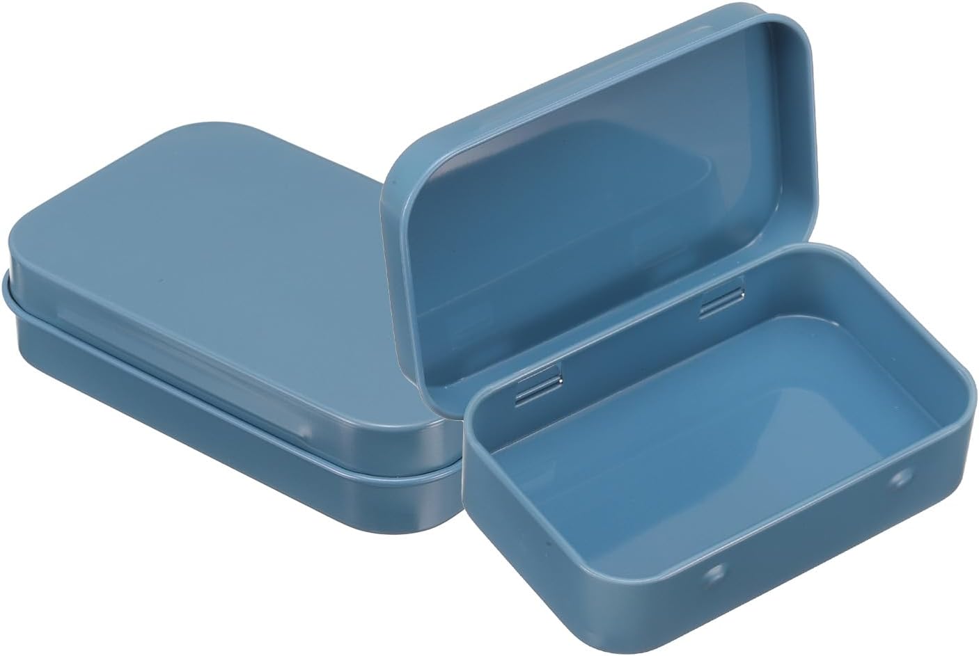 uxcell 2pcs Metal Tin Box, 3.7x2.4x0.8 Mini Portable Rectangular Empty Tinplate Small Storage Container Airtight Tins with Lids for Candy Favors Crafts Christmas Gifts, Blue