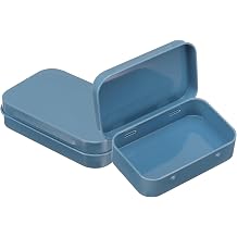 sourcing map 2pcs Metal Tin Box, 3.7x2.4x0.8 Mini Portable Rectangular Empty Tinplate Small Storage Container Airtight Tins with Lids for Candy Favors Crafts Christmas Gifts, Blue