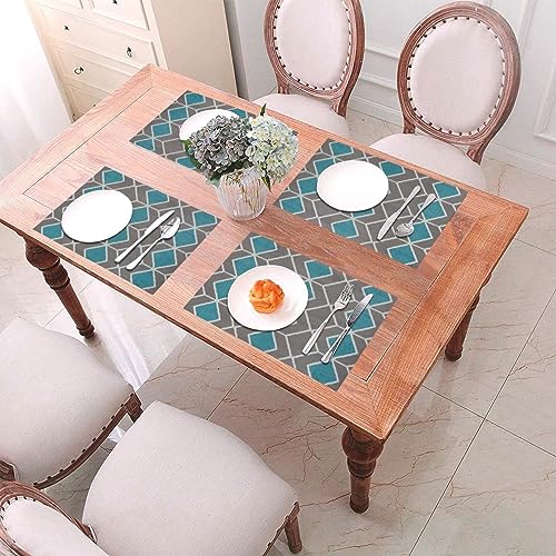 Lot de 6 sets de table PVC bleu gris antidérapant résistant chaleur 45x30 - 8