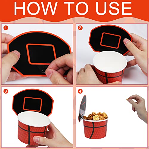 Image of gisgfim Basketball Party Hoop Snack Bowls Supplies for 50 Guests Disposable 9 oz Basketball Theme Chili Serving Snack Bowls Paper Treat Cups for Sports Events Food Birthday Party