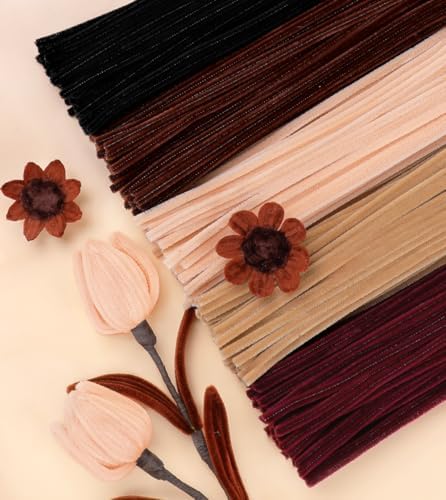 IOOLEEM Brown Pipe Cleaners,200pcs in 5 Colors, Chenille Stems fo...
