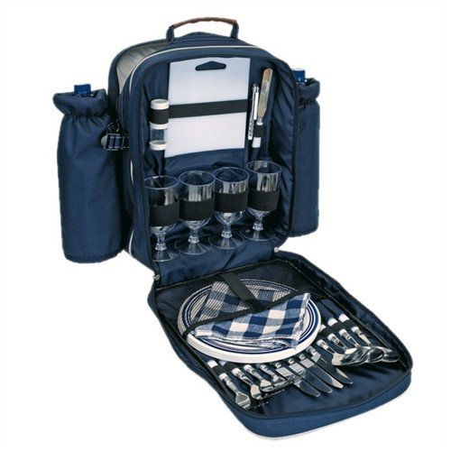 NoTrash2003 - Mochila de picnic para 4 personas con compartimento refrigerador y utensilios