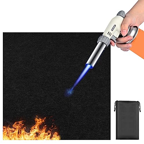 BouGPeng Estera ignífuga 50 x 50cm Alfombra ignífuga 5mm Espesor Panel ignífugo Resistente al Calor hasta 550 °C Negro Manta ignifuga Barbacoa para Campings o Acampadas