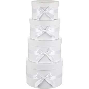 Arborus Gift Box Set of 4 Gift Boxes with Bow Gift Box White Gift Boxes with Lid Box for Birthday Wedding Christmas Valentine's Day Graduation Gifts