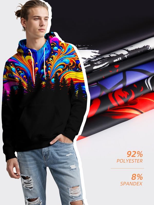 Mens Graphic Hoodies Pullover 3D Print with Pockets, Unisex Anime Black Red Hoodie Sweatshirt for Teen Boys - Image 5