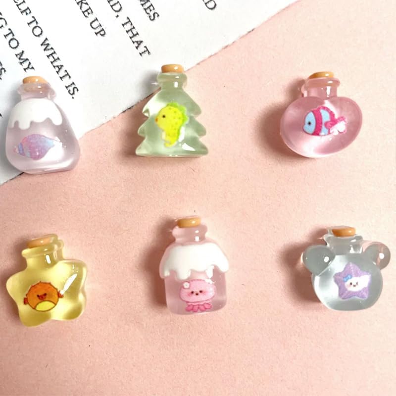100PC Assorted Mini Drift Bottle Resin Patches, Transparent Wish Bottle Decorative Beads for Hair Accessories, Hair Clips, Phone Cases & Keychain Supplies image 5