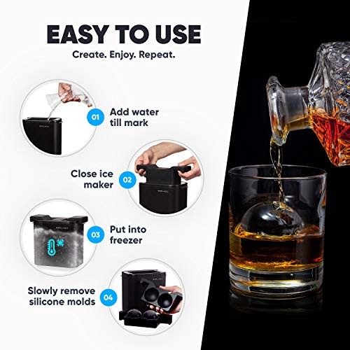 Premium Clear Ice Ball Maker Mold - Whiskey Ice Ball Maker Large 2.4 Inch - Crystal Clear Ice Maker Sphere - Sphere Ice Mold Maker With Storage Bag - Clear Ice Mold For Clear Sphere Ball Ice Maker #TOP4